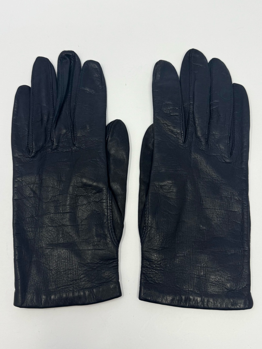 Vintage Fownes Genuine Leather Navy Gloves 100% Anton Lining Women’s Size 7